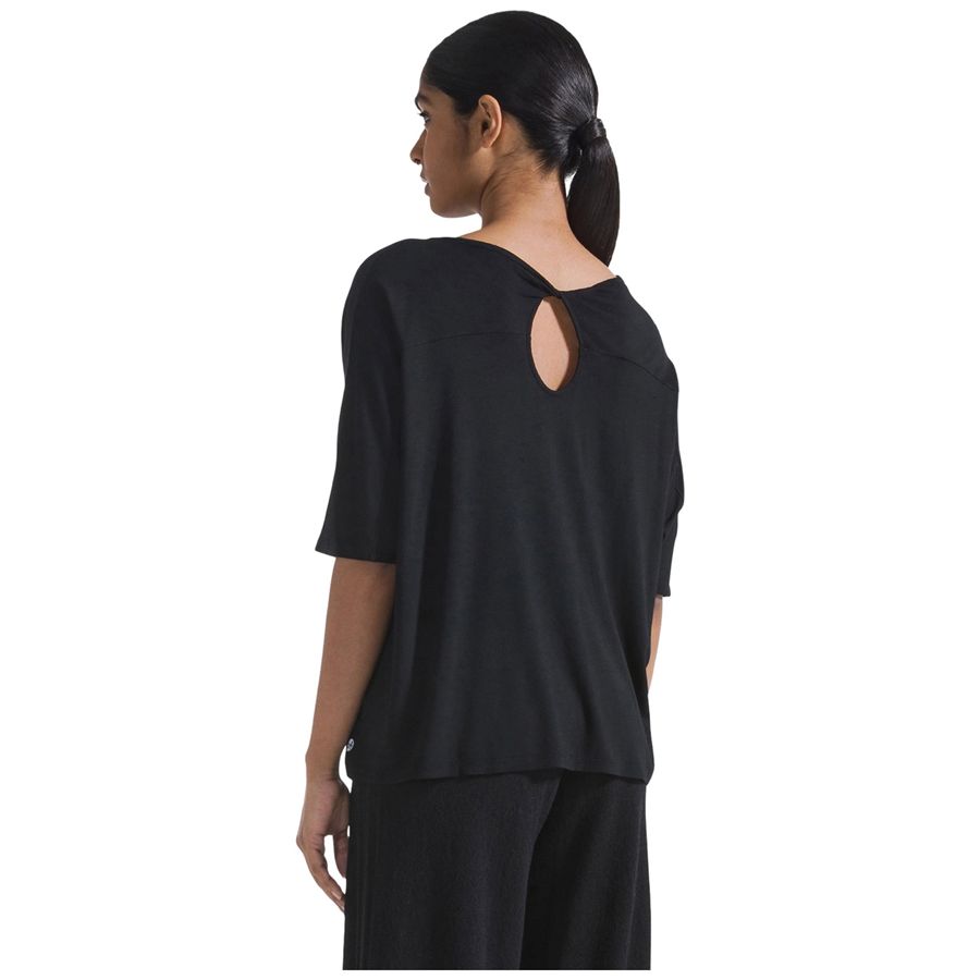 T-shirt fluida in viscosa nero da donna Deha | D4229010009